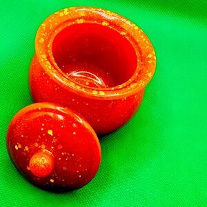 Resin epoxy orange dish with lid